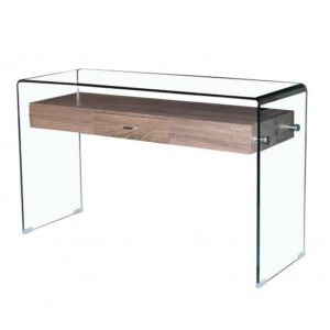 Afya Glass Console Table With 1 Drawer In Clear