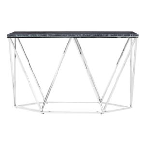 Alluras Black Marble Console Table With Silver Steel Frame