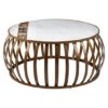 Arenza Round White Marble Coffee Table With Gold Frame