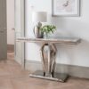 Arlesey Marble Console Table In Grey With Stainless Steel Legs