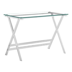 Callia Glass Console Table With Chrome Metal Legs