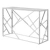 Egton Marble Effect Glass Top Console Table In White And Grey