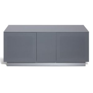 Elements Glass TV Stand With 2 Glass Doors In Grey