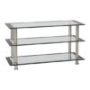 Hensol Clear Glass TV Stand With Silver Metal Legs
