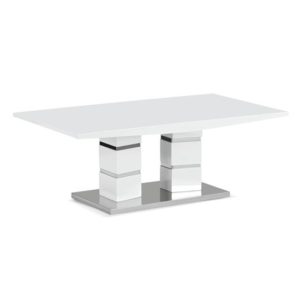 Jasna High Gloss Coffee Table With Steel Coated Base In White