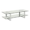 Kennesaw Clear Glass 1 Shelf TV Stand With Chrome Legs