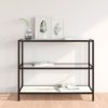 Marrim White Marble Effect Glass Console Table With Black Frame