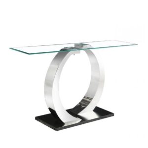 Payne Clear Glass Console Table With Stainless Steel Base