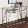 Pocatello Marble Effect Glass Console Table With Silver Frame