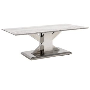 Tram Grey Marble Coffee Table With Stainless Steel Base