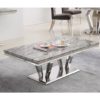 Valentino Grey Marble Coffee Table With Silver Steel Legs