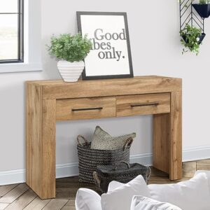 Canton Wooden Console Table With 2 Drawers In Oak