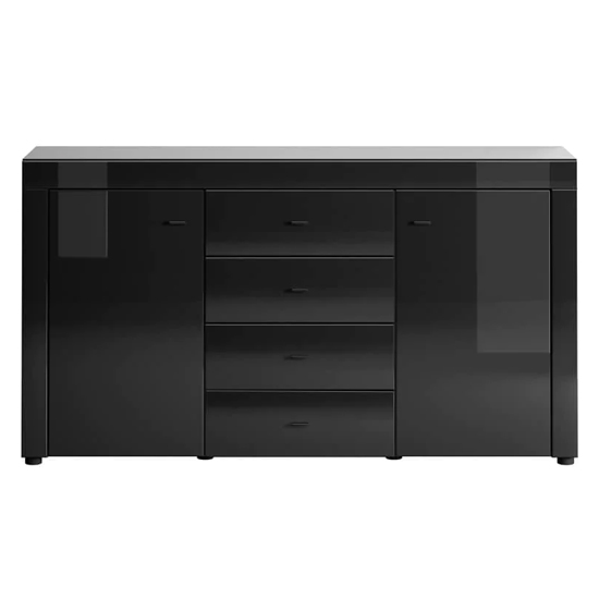 Glens High Gloss Sideboard With 2 Doors In Black And LED