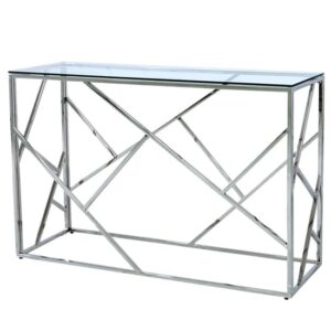 Attica Glass Console Table With Chrome Stainless Steel Base