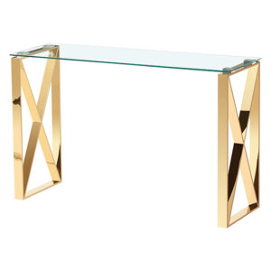 Nardo Clear Glass Console Table With Gold Metal Frame