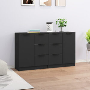 Calix Wooden Sideboard With 2 Doors 6 Drawers In Black
