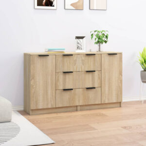 Calix Wooden Sideboard With 2 Doors 6 Drawers In Sonoma Oak