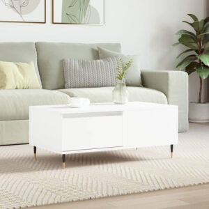 Caen Wooden Coffee Table With 1 Drawer In White