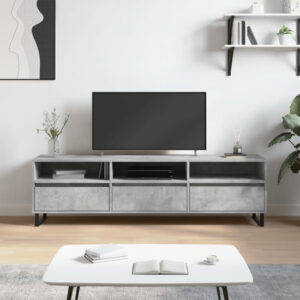 Mateo Wooden TV Stand With 3 Flap Doors In Concrete Effect