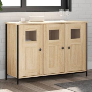 Ambon Wooden Sideboard With 3 Doors In Sonoma Oak