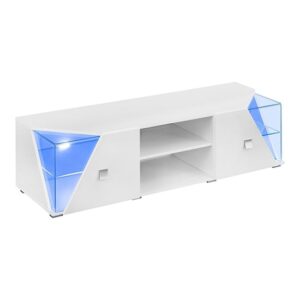 Emory High Gloss TV Stand With 2 Doors In White And LED