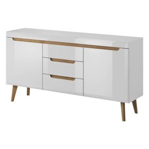 Newry High Gloss Sideboard With 2 Doors 3 Drawers In White