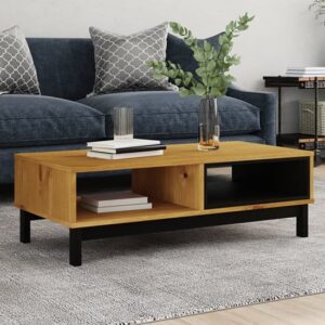 Reggio Solid Pine Wood Coffee Table With 2 Shelves In Oak