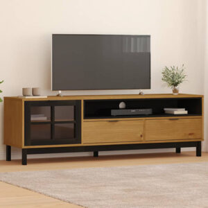 Reggio Solid Pine Wood TV Stand With 1 Door 2 Drawers In Oak