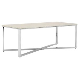 Allston White Faux Marble Coffee Table With Chrome Frame