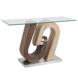Atlanta Glass Console Table With Wooden And Steel Base