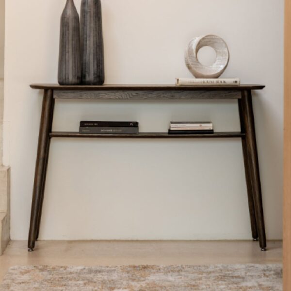 Hervey Wooden Console Table In Smoked