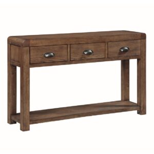 Ontario Wooden Console Table With 3 Drawers In Dark Oak