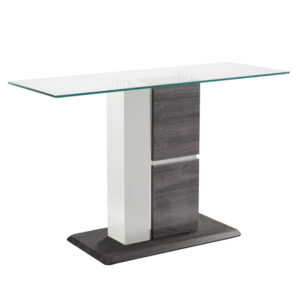 Pamplona Glass Console Table With Dark Grey Wooden Base