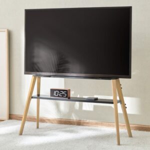 Roswell Wooden TV Stand With Black Shelf In Light Oak