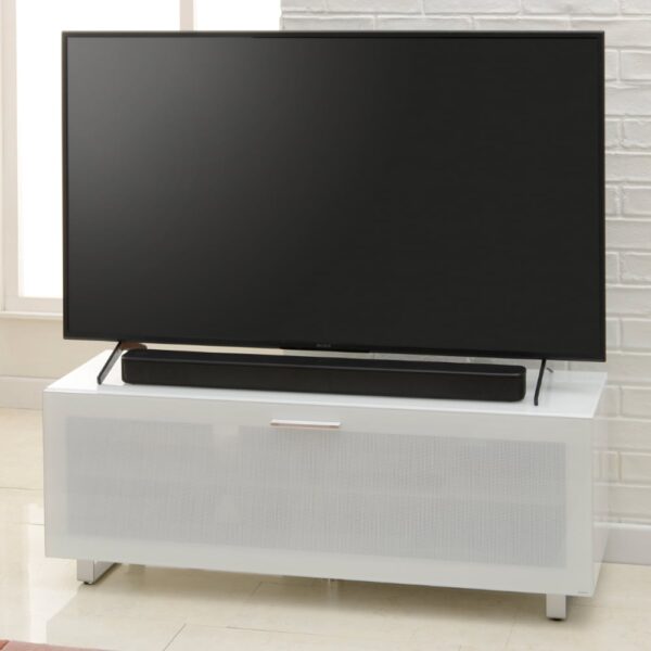 Sofia Small High Gloss TV Stand With Glass Top In White