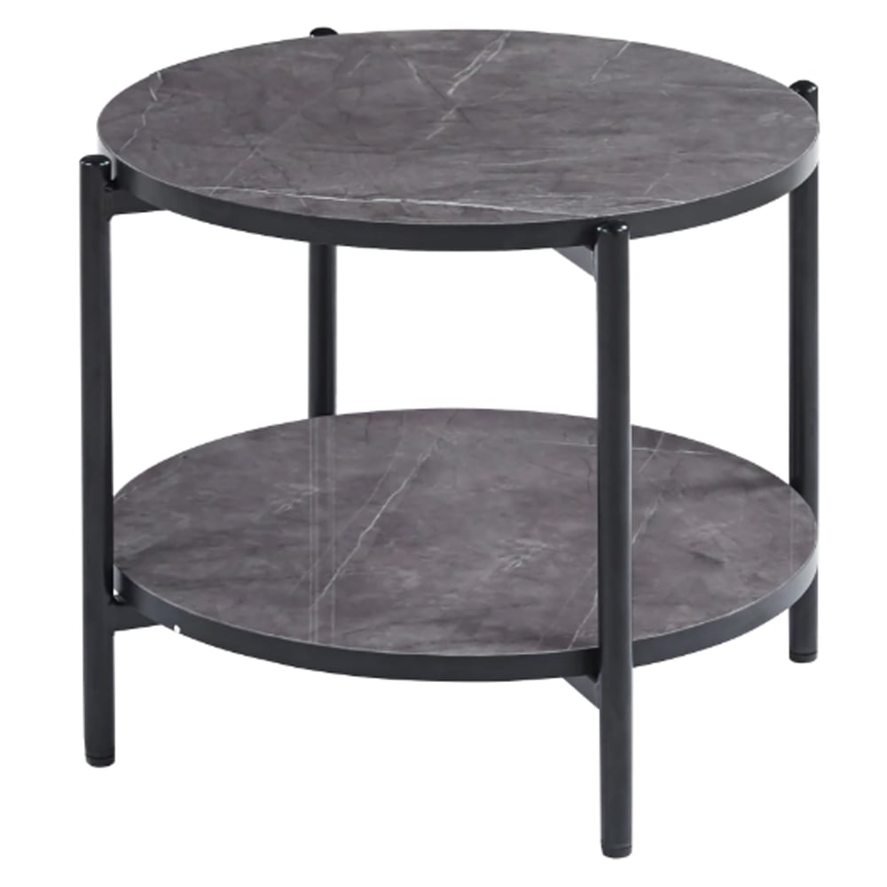 Vilna Small Gloss Grey Marble Effect Coffee Table With Black Frame