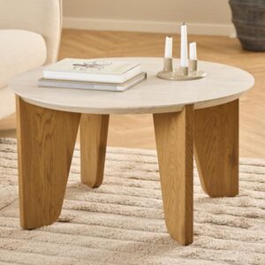 Detroit Wooden Round Coffee Table In Matt Oak