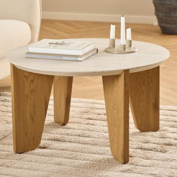 Detroit Wooden Round Coffee Table In Matt Oak