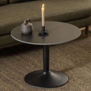 Macon Ceramic Round Coffee Table In Matt Black Grantham