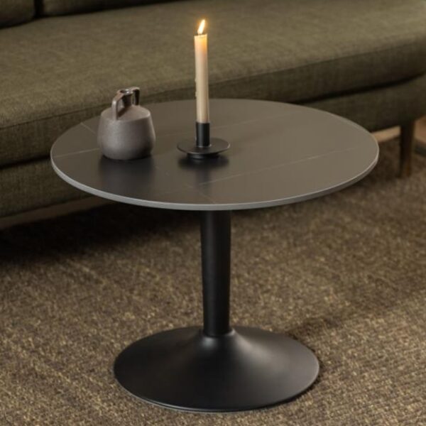 Macon Ceramic Round Coffee Table In Matt Black Grantham