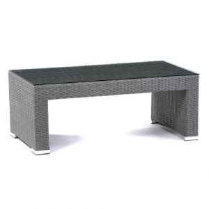 Onyx Glass Top Coffee Table With Rattan Base
