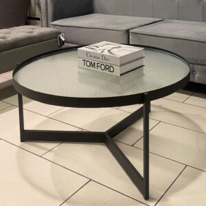 Prague Ribbed Glass Coffee Table With Black Metal Frame