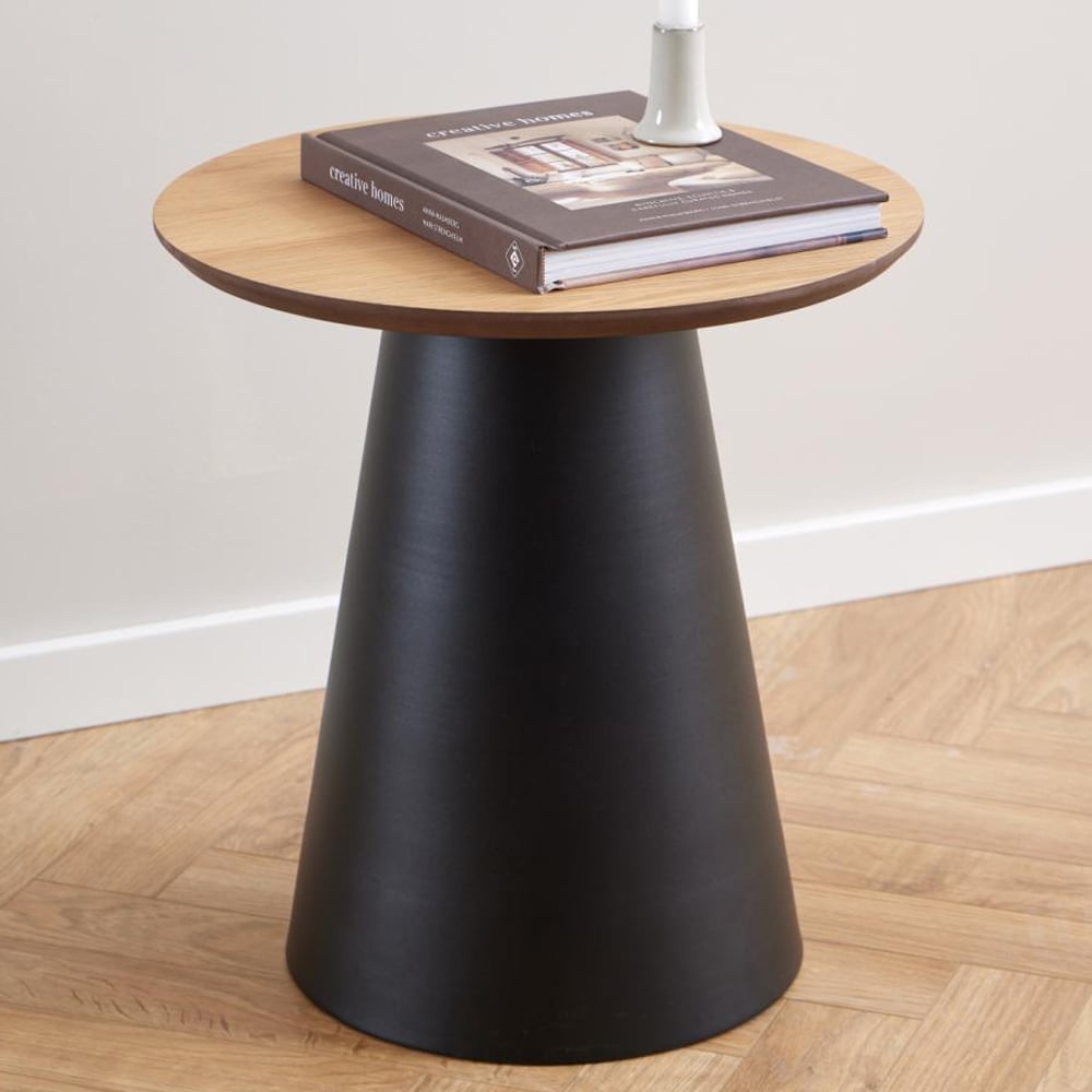 Stanford Small Wooden Coffee Table With Black Base In Matt Oak