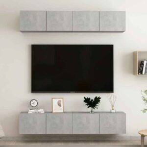 Beaufort 80cm Wooden Entertainment Unit In Concrete Grey