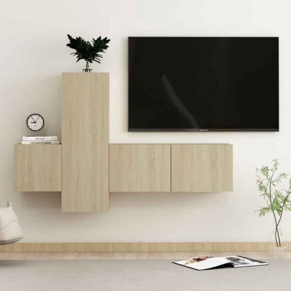 Beaumont 80cm Wooden 3 Piece Entertainment Unit In Sonoma Oak