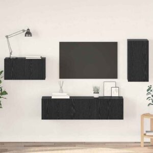 Binnenstad 60cm Wooden 4 Piece Entertainment Unit In Black Oak