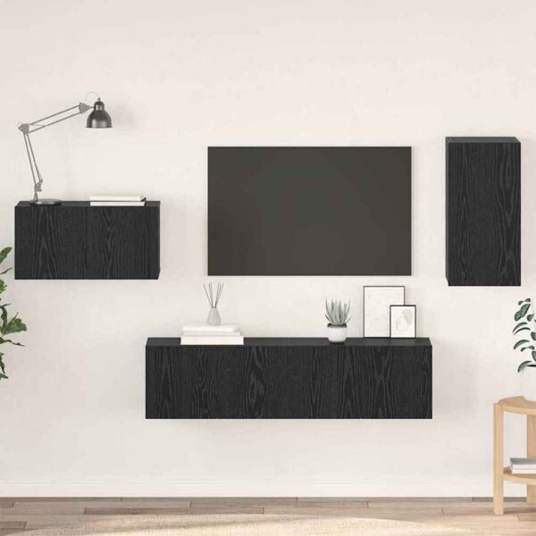 Binnenstad 60cm Wooden 4 Piece Entertainment Unit In Black Oak