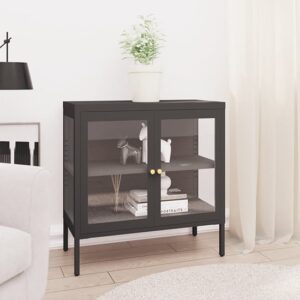 Hetty Clear Glass Sideboard With 2 Doors In Anthracite Frame