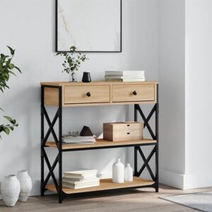 Rivas Wooden Console Table With 2 Drawers In Sonoma Oak