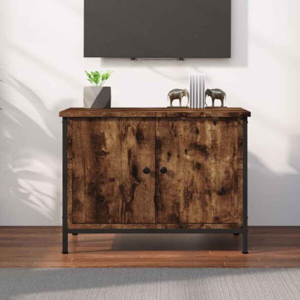 Ramona Wooden TV Stand With 2 Doors - Smoked Oak